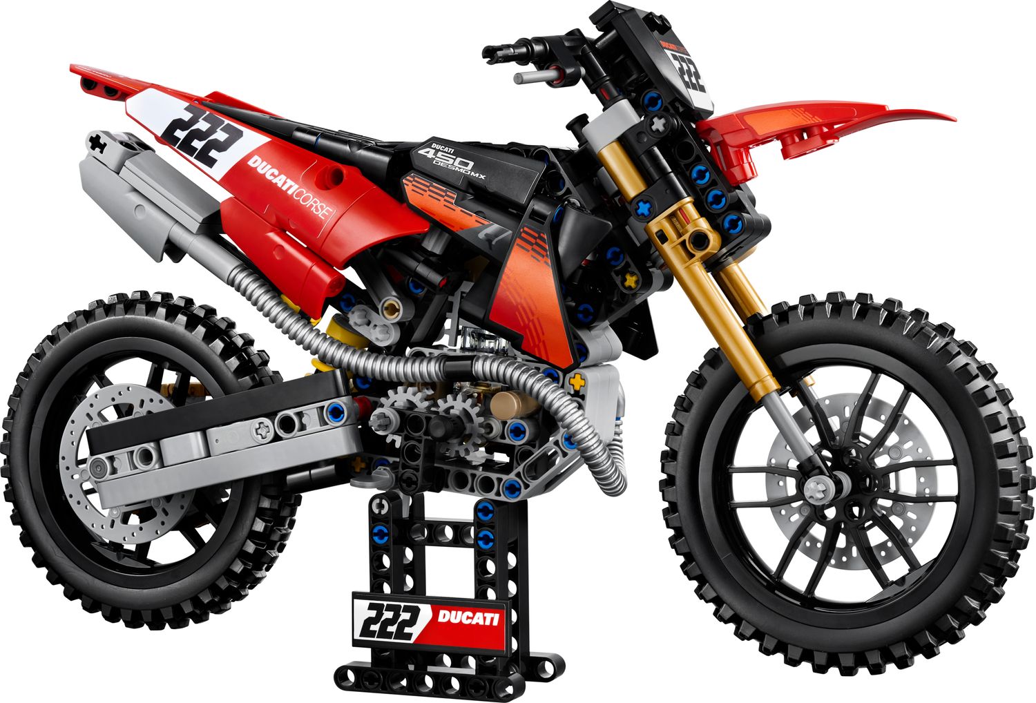 LEGO® 42238 Ducati Desmo450 MX Factory Motorcycle — собранная модель